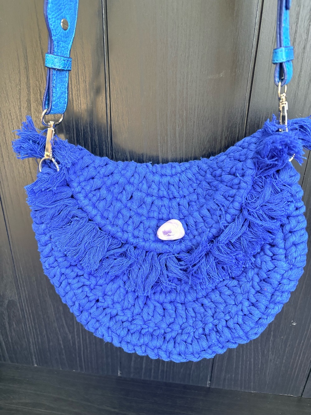 Free People Macrame Moon Crossbody Bag NWOT - Picture 2 of 3
